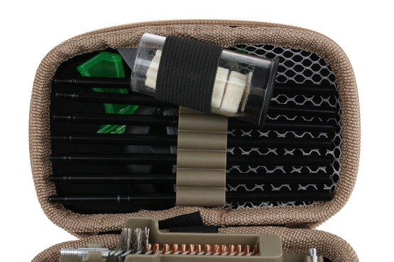 Real Avid AR15 cleaning kit comes in a coyote brown case